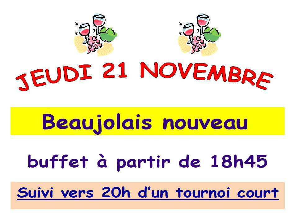 Buffet du beaujolais nouveau le jeudi 21 novembre 2024