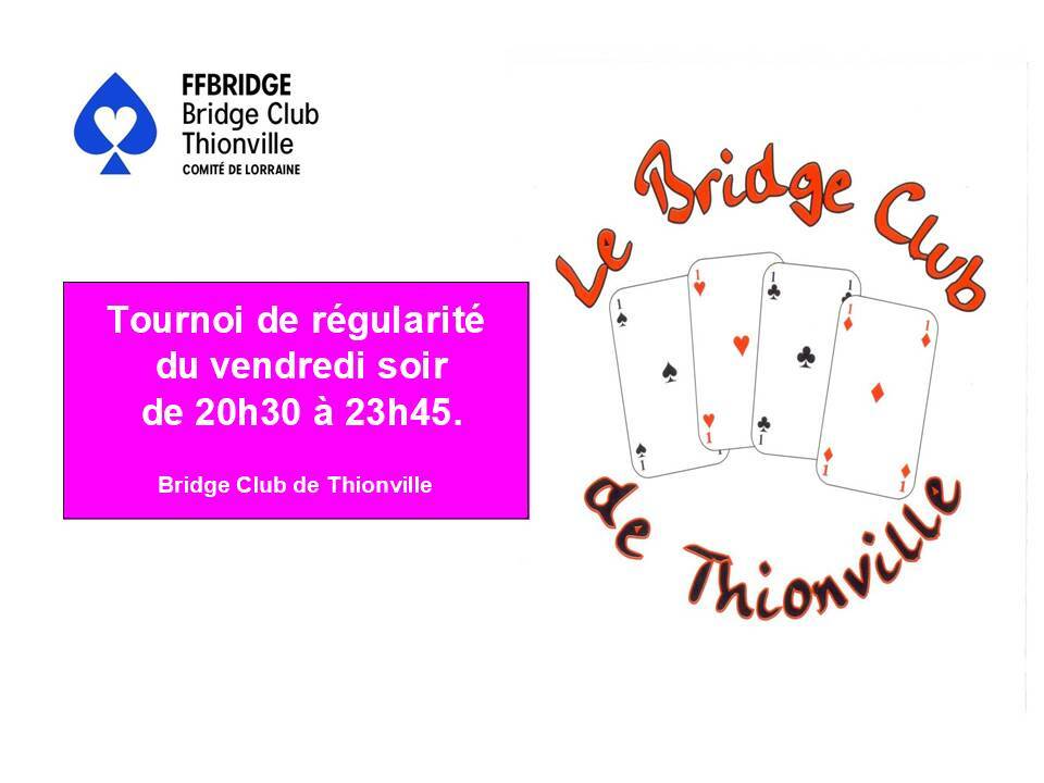 Tournoi de régularité vendredi soir à 20h30
