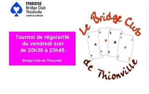 Tournoi de régularité vendredi soir à 20h30