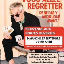 Portes ouvertes au Bridge Club de Thionville  dimanche 27 septembre 2026